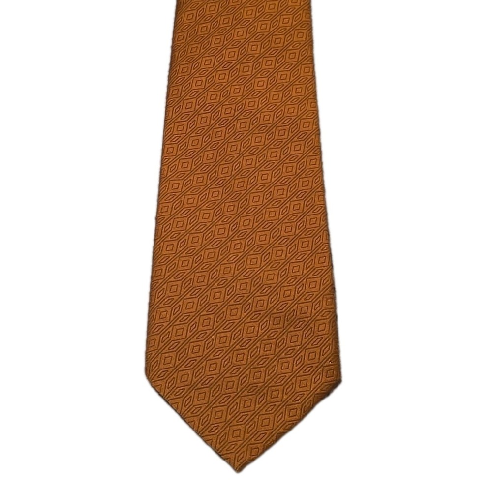 Vintage Towncraft Deluxe Tie Mens Brown Textured Geometric 70s Retro 4" Wide Pen